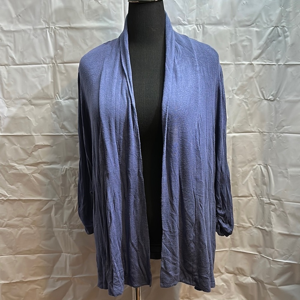 Blue Open-Front Cardigan with Relaxed Fit